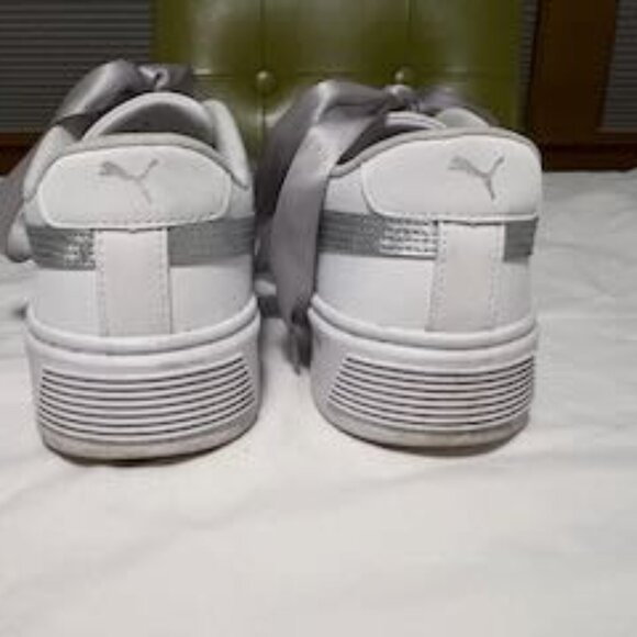 Puma sneakers - white vegan, grey satin laces, silver logo - Picture 4 of 6